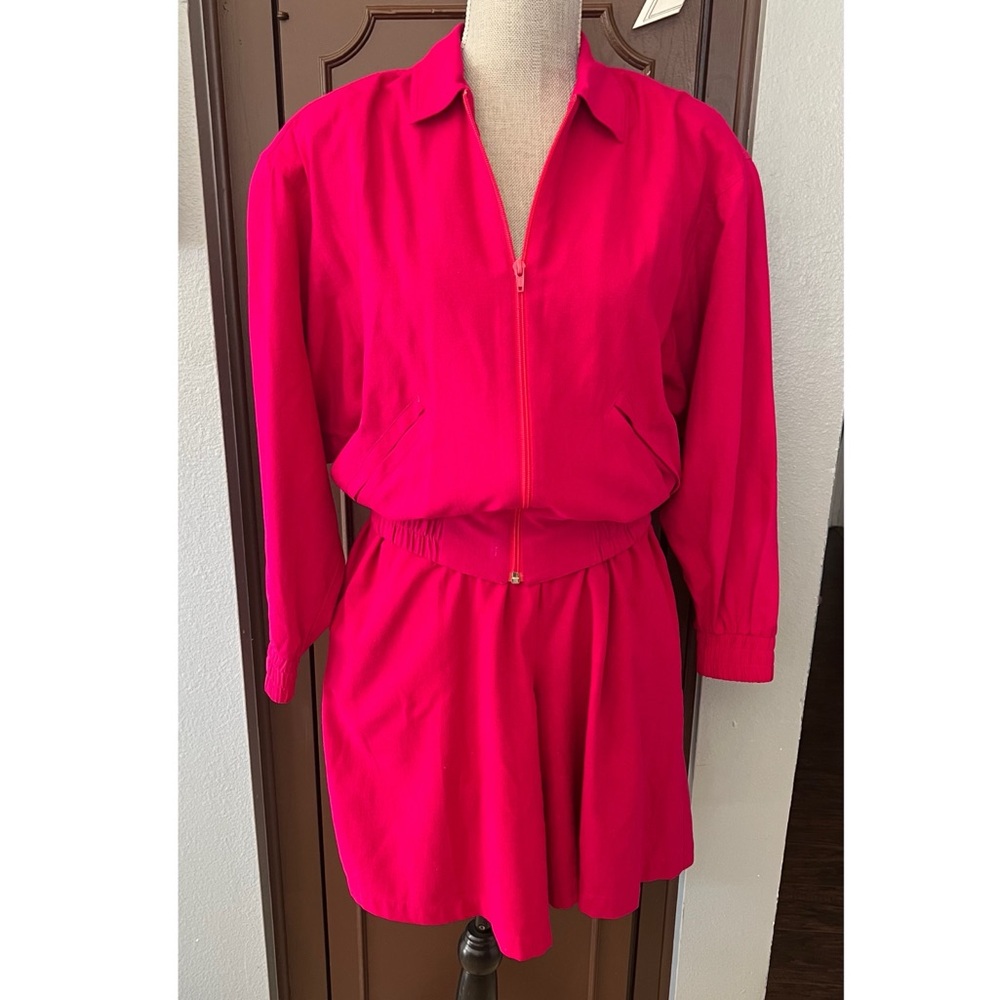 Richard Lang Silk Hot Pink Jacket + Short Set (S-M)